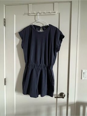 Dynamite Navy Short Sleeve Romper Dress